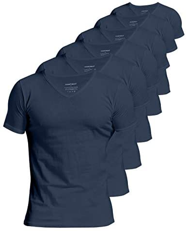 Men's 6-Pack Slim Fit Undershirts 100% Cotton Comfy V-Neck T-Shirts