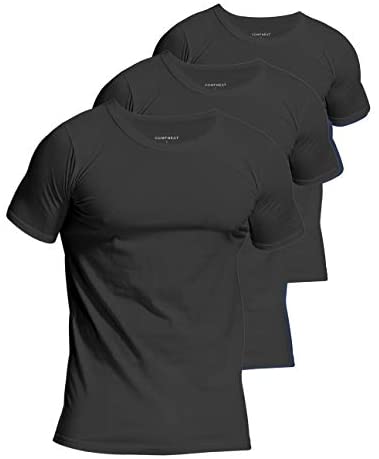 Men's 3-Pack Undershirts Cotton Spandex Stretchy Comfy Crew Neck T-Shirts