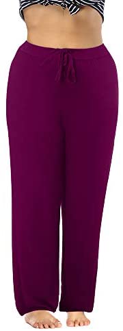 Women's Plus Size Comfy Stretch Long Pajama Pants Drawstring Sleep Lounge Pants