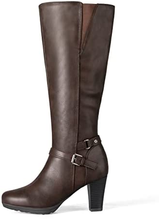 mysoft Womens Knee High Boots Wide Calf Chunky Heel Boots with Zipper