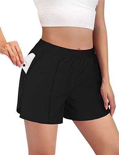 Womens Workout Shorts 3" Quick-Dry Running Shorts Elastic Waist Active Sports Gym Athletic Shorts with Pockets