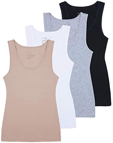 Women's 4-Pack Slim-Fit Basic Tanks Cotton Casual Comfy Top Underwear