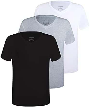 Men's 3-Pack Undershirts Bamboo Rayon Ultra Soft Comfy V-Neck T-Shirts