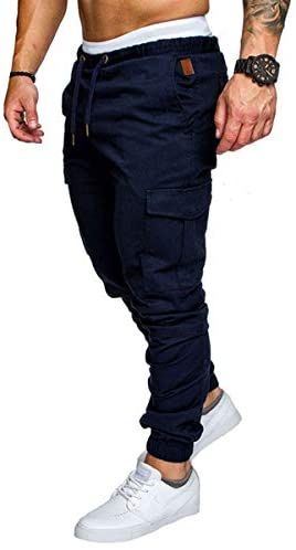 Men's Fashion Joggers Sports Trousers Casual Elastic Waist Cotton Cargo Pants