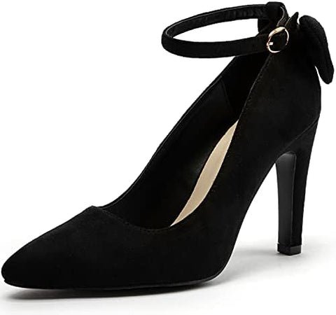 katliu Women's Pointed Toe High Heels Pumps Stiletto Ankle Strap Bow Tie Party Wedding Dressy Pumps Shoes