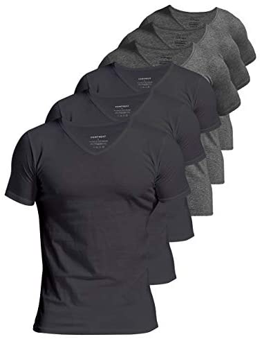 Men's 6-Pack Slim Fit Undershirts 100% Cotton Comfy V-Neck T-Shirts