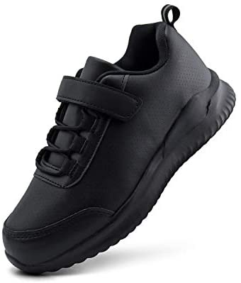 brooman Kids White School Sneakers Black Uniform Shoes