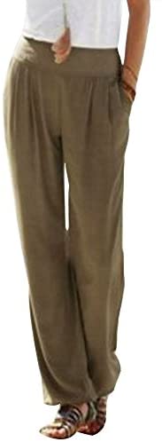Women's Wide Straight Leg Pants High Waist Pleated Long Trouser Pant with Pocket