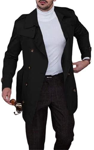 Men's  Slim-Fit Trench Coat with Belt