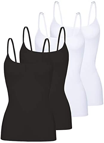 Women's 4-Pack Slim-Fit Camisoles Cotton Adjustable Spaghetti Strap Top Underwear