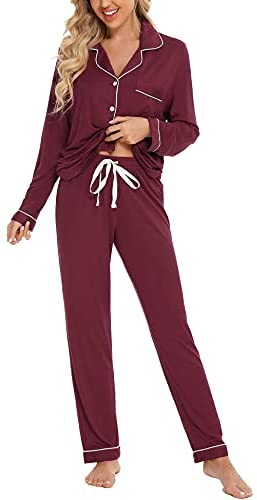 Pajamas Women's Long Sleeve Sleepwear Button Down Pj Sets Soft Loungewear Pajama Set for Women S-XXL