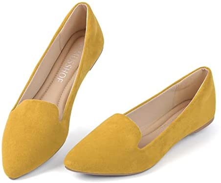 MUSSHOE Ballet Flats for Women Comfortable Women's Flats Memory Foam Slip on Pointed Toe Flats Shoes Women