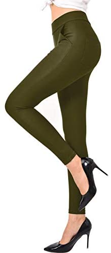 Ginasy Dress Pants for Women Business Casual Stretch Pull On Work Office Dressy Leggings Skinny Trousers with Pockets