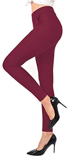 Ginasy Dress Pants for Women Business Casual Stretch Pull On Work Office Dressy Leggings Skinny Trousers with Pockets