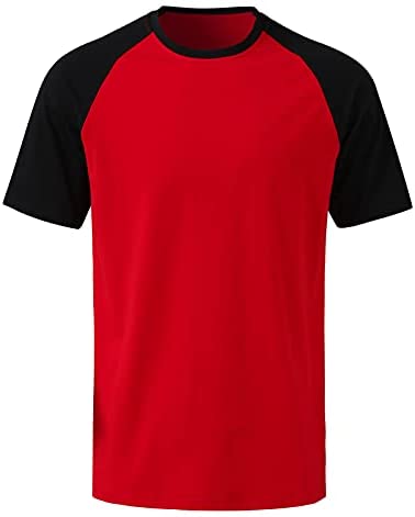 Men's Casual Round Neck Color Block T-Shirt top