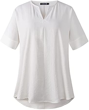 TIMSEM Womens Short Sleeve V Neck Curved Hem Chiffon Casual Blouse Shirts Tops