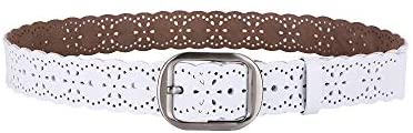 Womens Hollow Pattern Wide Leather Belt for Jeans Pants