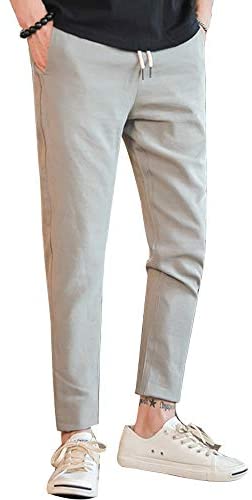 Men's Cotton Linen Casual Slim Straight Leg Pants