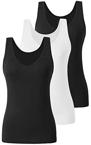 Xelky Womens 4 Pack Tank Tops V Neck Undershirt Lightweight Plain Sleeveless Shirts Stretch Basic Wide Strap Tanks(S-XXL)