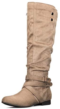 mysoft Women's Knee High Boots Flat Warm Winter Boots with Side Zipper