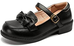 KANGFEINI Sweet Mary Jane Kawaii Bow Princess Shoes jk Round Head Low Heel Ankle Strap Role-Playing Shoes