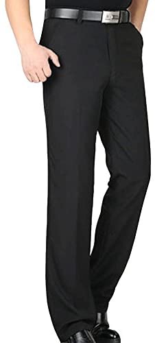 Men's No-Iron Plain-Front Pants Work Wear Comfort Fit Dress Pant with Pockets