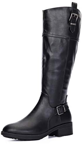 mysoft Women's Knee High Riding Boots Low Block Heel Tall Boots