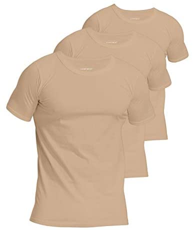 Men's 3-Pack Undershirts Cotton Spandex Stretchy Comfy Crew Neck T-Shirts