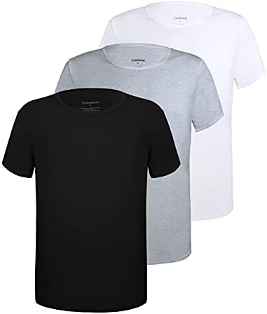 Men's 3-Pack Undershirts Bamboo Rayon Ultra Soft Comfy Crew Neck T-Shirts