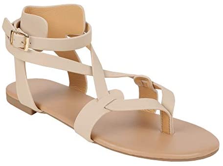 Womens Strappy Sandals Gladiator Thong Ankle Strap Summer Beach Flat Sandals