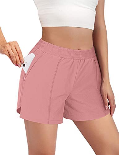 Womens Workout Shorts 3" Quick-Dry Running Shorts Elastic Waist Active Sports Gym Athletic Shorts with Pockets