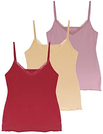 Women's Lace Cotton Lyocell V-Neck Camisole 3-Pack