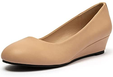 katliu Women Wedge Pumps Comfort Low Heel Pumps Shoes Classic Round Toe Dress Pumps