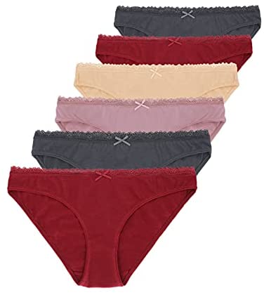 Women's 6-Pack Lace Bikini Lyocell Cotton Panties Super Soft Comftable Underwear