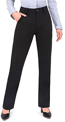 Work Pants for Women Yoga Dress Pants Straight Leg Stretch Work Pant with Pockets