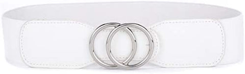 Beltox Women’s Elastic Stretch Wide Waist Belts w Double Rings Gold/Silver Buckle …