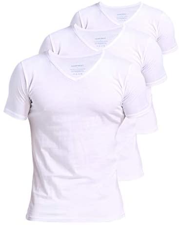 Comfneat Men's 3-Pack Undershirts Cotton Spandex Stretchy Comfy V-Neck T-Shirts