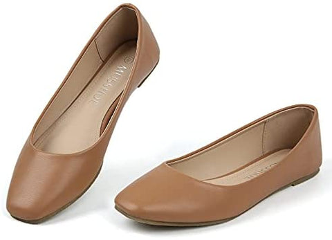MUSSHOE Flats Shoes Women Comfortable Memory Foam Women's Flats Square Toe Casual Flats for Women Dressy