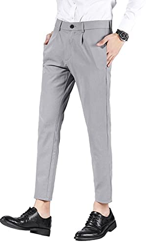 Men's Cropped Slim PantSuit Pants for Men