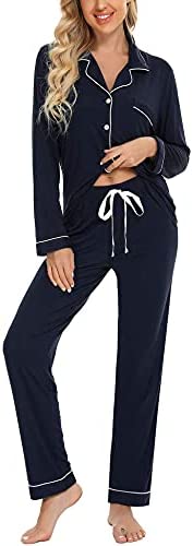 Pajamas Women's Long Sleeve Sleepwear Button Down Pj Sets Soft Loungewear Pajama Set for Women S-XXL