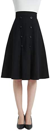 Womens High Waist A Line Button Front Winter Fall Midi Skirt