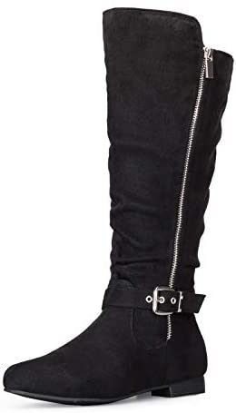 mysoft Women's Knee High Boots Flat Warm Winter Boots with Side Zipper