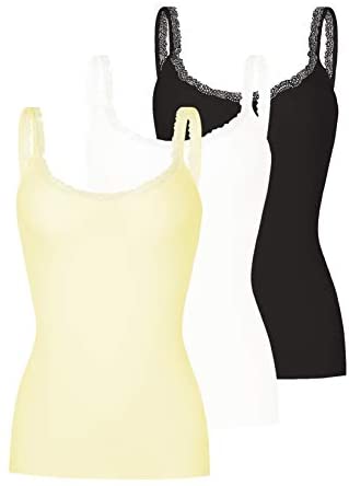 Women's 3-Pack Slim-Fit Lace Camisoles Stretchy Comfy Top Underwear