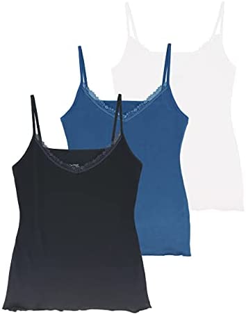 Women's Lace Cotton Lyocell V-Neck Camisole 3-Pack