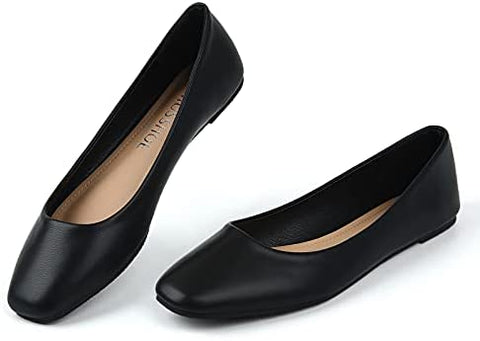 MUSSHOE Flats Shoes Women Comfortable Memory Foam Women's Flats Square Toe Casual Flats for Women Dressy