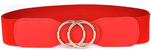 Beltox Women’s Elastic Stretch Wide Waist Belts w Double Rings Gold/Silver Buckle …
