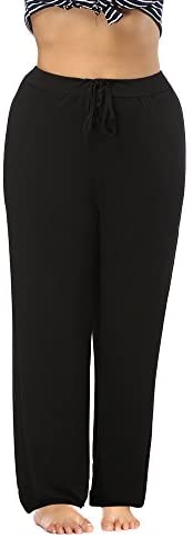 Women's Plus Size Comfy Stretch Long Pajama Pants Drawstring Sleep Lounge Pants