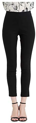 Womens Elastic Waist Pull on Slim Pants Capris Mid Rise