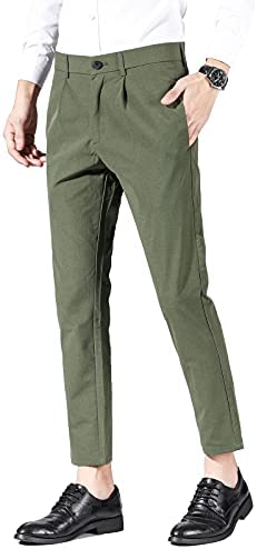 Men's Cropped Slim PantSuit Pants for Men
