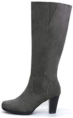 mysoft Womens Knee High Boots Wide Calf Chunky Heel Boots with Zipper